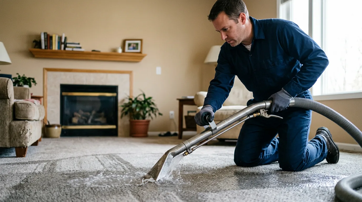 Water damage restoration technician working near Sauk City, WI